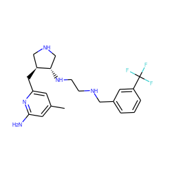 Cc1cc(N)nc(C[C@H]2CNC[C@@H]2NCCNCc2cccc(C(F)(F)F)c2)c1 ZINC000064448968