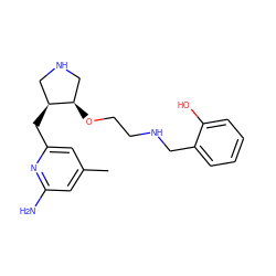 Cc1cc(N)nc(C[C@H]2CNC[C@H]2OCCNCc2ccccc2O)c1 ZINC000073309995