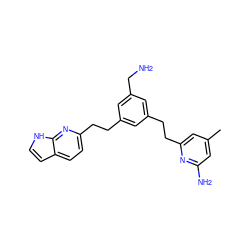 Cc1cc(N)nc(CCc2cc(CN)cc(CCc3ccc4cc[nH]c4n3)c2)c1 ZINC000222071447