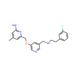 Cc1cc(N)nc(COc2cncc(CNCCc3cccc(F)c3)c2)c1 ZINC000095921103