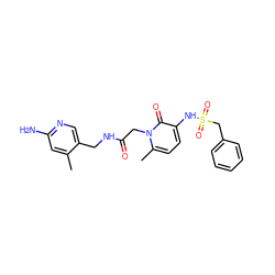 Cc1cc(N)ncc1CNC(=O)Cn1c(C)ccc(NS(=O)(=O)Cc2ccccc2)c1=O ZINC000027901790