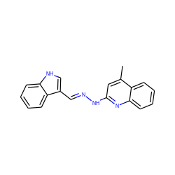 Cc1cc(N/N=C/c2c[nH]c3ccccc23)nc2ccccc12 ZINC000004982324