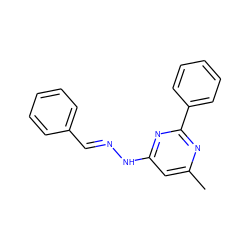 Cc1cc(N/N=C/c2ccccc2)nc(-c2ccccc2)n1 ZINC000004947389