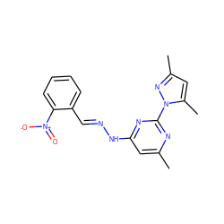 Cc1cc(N/N=C/c2ccccc2[N+](=O)[O-])nc(-n2nc(C)cc2C)n1 ZINC000004591808