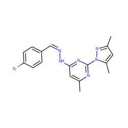 Cc1cc(N/N=C\c2ccc(Br)cc2)nc(-n2nc(C)cc2C)n1 ZINC000030718997