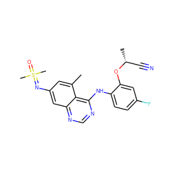 Cc1cc(N=S(C)(C)=O)cc2ncnc(Nc3ccc(F)cc3O[C@H](C)C#N)c12 ZINC001772598755