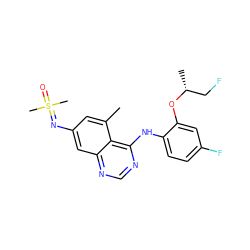 Cc1cc(N=S(C)(C)=O)cc2ncnc(Nc3ccc(F)cc3O[C@H](C)CF)c12 ZINC001772619379