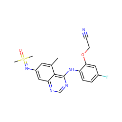 Cc1cc(N=S(C)(C)=O)cc2ncnc(Nc3ccc(F)cc3OCC#N)c12 ZINC001772649950