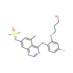 Cc1cc(N=S(C)(C)=O)cc2ncnc(Nc3ccc(F)cc3OCCCO)c12 ZINC001772628073