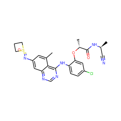 Cc1cc(N=S2(=O)CCC2)cc2ncnc(Nc3ccc(Cl)cc3O[C@H](C)C(=O)N[C@@H](C)C#N)c12 ZINC001772608069