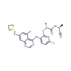 Cc1cc(N=S2(=O)CCC2)cc2ncnc(Nc3ccc(Cl)nc3O[C@H](C)C(=O)N[C@@H](C)C#N)c12 ZINC001772645448