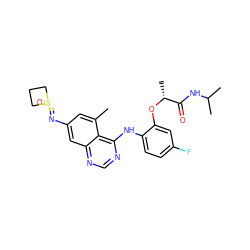 Cc1cc(N=S2(=O)CCC2)cc2ncnc(Nc3ccc(F)cc3O[C@H](C)C(=O)NC(C)C)c12 ZINC001772647337