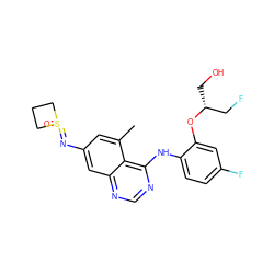 Cc1cc(N=S2(=O)CCC2)cc2ncnc(Nc3ccc(F)cc3O[C@H](CO)CF)c12 ZINC001772641314