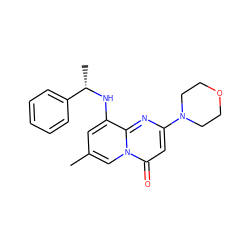 Cc1cc(N[C@@H](C)c2ccccc2)c2nc(N3CCOCC3)cc(=O)n2c1 ZINC000147972726