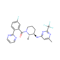 Cc1cc(N[C@@H]2CCCN(C(=O)c3cc(F)ccc3-c3ncccn3)[C@H]2C)nc(C(F)(F)F)n1 ZINC000220736947