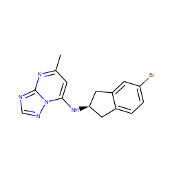 Cc1cc(N[C@@H]2Cc3ccc(Br)cc3C2)n2ncnc2n1 ZINC000071294746