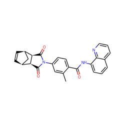 Cc1cc(N2C(=O)[C@H]3[C@H]4C=C[C@H](C4)[C@H]3C2=O)ccc1C(=O)Nc1cccc2cccnc12 ZINC000062178811