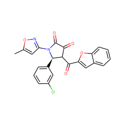 Cc1cc(N2C(=O)C(=O)C(C(=O)c3cc4ccccc4o3)[C@H]2c2cccc(Cl)c2)no1 ZINC000008827767