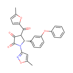 Cc1cc(N2C(=O)C(=O)C(C(=O)c3ccc(C)o3)[C@@H]2c2cccc(Oc3ccccc3)c2)no1 ZINC000009353722