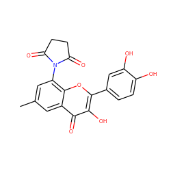 Cc1cc(N2C(=O)CCC2=O)c2oc(-c3ccc(O)c(O)c3)c(O)c(=O)c2c1 ZINC000028822437