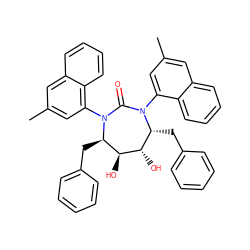 Cc1cc(N2C(=O)N(c3cc(C)cc4ccccc34)[C@H](Cc3ccccc3)[C@H](O)[C@@H](O)[C@H]2Cc2ccccc2)c2ccccc2c1 ZINC000027105961