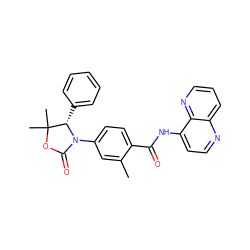 Cc1cc(N2C(=O)OC(C)(C)[C@@H]2c2ccccc2)ccc1C(=O)Nc1ccnc2cccnc12 ZINC000147134926