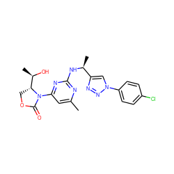 Cc1cc(N2C(=O)OC[C@@H]2[C@@H](C)O)nc(N[C@@H](C)c2cn(-c3ccc(Cl)cc3)nn2)n1 ZINC000221675001