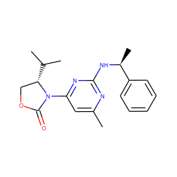 Cc1cc(N2C(=O)OC[C@@H]2C(C)C)nc(N[C@@H](C)c2ccccc2)n1 ZINC000142147580