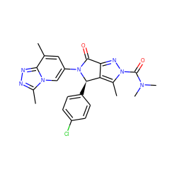 Cc1cc(N2C(=O)c3nn(C(=O)N(C)C)c(C)c3[C@H]2c2ccc(Cl)cc2)cn2c(C)nnc12 ZINC000261128536