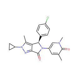 Cc1cc(N2C(=O)c3nn(C4CC4)c(C)c3[C@H]2c2ccc(Cl)cc2)cn(C)c1=O ZINC000220220786