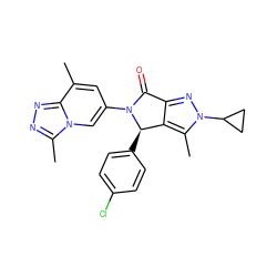 Cc1cc(N2C(=O)c3nn(C4CC4)c(C)c3[C@H]2c2ccc(Cl)cc2)cn2c(C)nnc12 ZINC000220301323