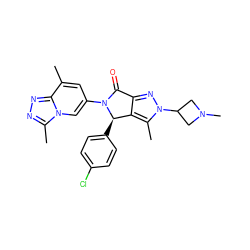 Cc1cc(N2C(=O)c3nn(C4CN(C)C4)c(C)c3[C@H]2c2ccc(Cl)cc2)cn2c(C)nnc12 ZINC000261070872