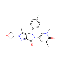 Cc1cc(N2C(=O)c3nn(C4COC4)c(C)c3[C@@H]2c2ccc(Cl)cc2)cn(C)c1=O ZINC000261138406