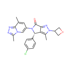 Cc1cc(N2C(=O)c3nn(C4COC4)c(C)c3[C@@H]2c2ccc(Cl)cc2)cn2c(C)nnc12 ZINC000261087793