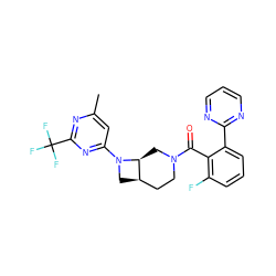 Cc1cc(N2C[C@@H]3CCN(C(=O)c4c(F)cccc4-c4ncccn4)C[C@@H]32)nc(C(F)(F)F)n1 ZINC000116826863