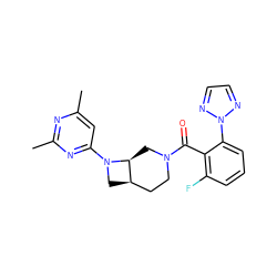 Cc1cc(N2C[C@@H]3CCN(C(=O)c4c(F)cccc4-n4nccn4)C[C@@H]32)nc(C)n1 ZINC000169701382