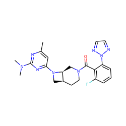 Cc1cc(N2C[C@@H]3CCN(C(=O)c4c(F)cccc4-n4nccn4)C[C@@H]32)nc(N(C)C)n1 ZINC000145642040