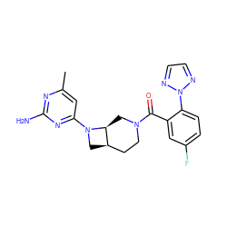 Cc1cc(N2C[C@@H]3CCN(C(=O)c4cc(F)ccc4-n4nccn4)C[C@@H]32)nc(N)n1 ZINC000150040732