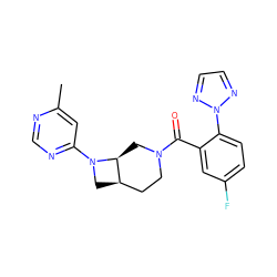 Cc1cc(N2C[C@@H]3CCN(C(=O)c4cc(F)ccc4-n4nccn4)C[C@@H]32)ncn1 ZINC000116824414