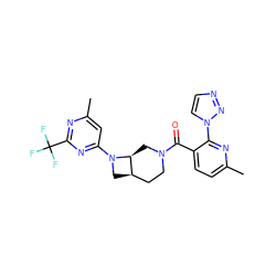 Cc1cc(N2C[C@@H]3CCN(C(=O)c4ccc(C)nc4-n4ccnn4)C[C@@H]32)nc(C(F)(F)F)n1 ZINC000116828587