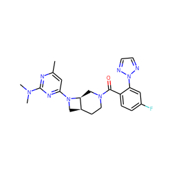 Cc1cc(N2C[C@@H]3CCN(C(=O)c4ccc(F)cc4-n4nccn4)C[C@@H]32)nc(N(C)C)n1 ZINC000145768694