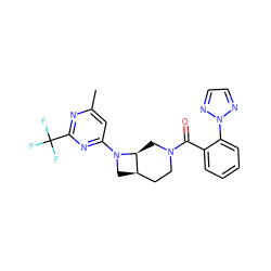 Cc1cc(N2C[C@@H]3CCN(C(=O)c4ccccc4-n4nccn4)C[C@@H]32)nc(C(F)(F)F)n1 ZINC000145617336