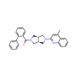 Cc1cc(N2C[C@H]3CN(C(=O)c4ccccc4-c4ccccc4)C[C@H]3C2)nc2ccccc12 ZINC000116822673