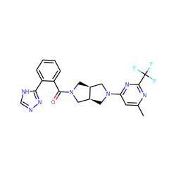 Cc1cc(N2C[C@H]3CN(C(=O)c4ccccc4-c4nnc[nH]4)C[C@H]3C2)nc(C(F)(F)F)n1 ZINC000116821489