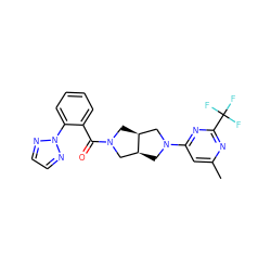 Cc1cc(N2C[C@H]3CN(C(=O)c4ccccc4-n4nccn4)C[C@H]3C2)nc(C(F)(F)F)n1 ZINC000116824663