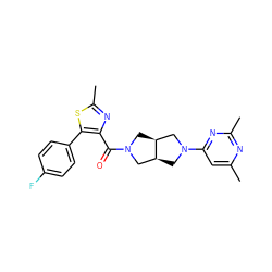 Cc1cc(N2C[C@H]3CN(C(=O)c4nc(C)sc4-c4ccc(F)cc4)C[C@H]3C2)nc(C)n1 ZINC000116828010