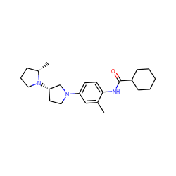 Cc1cc(N2CC[C@H](N3CCC[C@@H]3C)C2)ccc1NC(=O)C1CCCCC1 ZINC000043204906