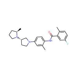 Cc1cc(N2CC[C@H](N3CCC[C@H]3C)C2)ccc1NC(=O)c1cc(F)ccc1C ZINC000096272959