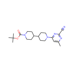 Cc1cc(N2CCC(C3CCN(C(=O)OC(C)(C)C)CC3)CC2)nc(C#N)n1 ZINC000071341442