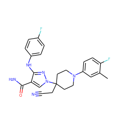 Cc1cc(N2CCC(CC#N)(n3cc(C(N)=O)c(Nc4ccc(F)cc4)n3)CC2)ccc1F ZINC000204961478